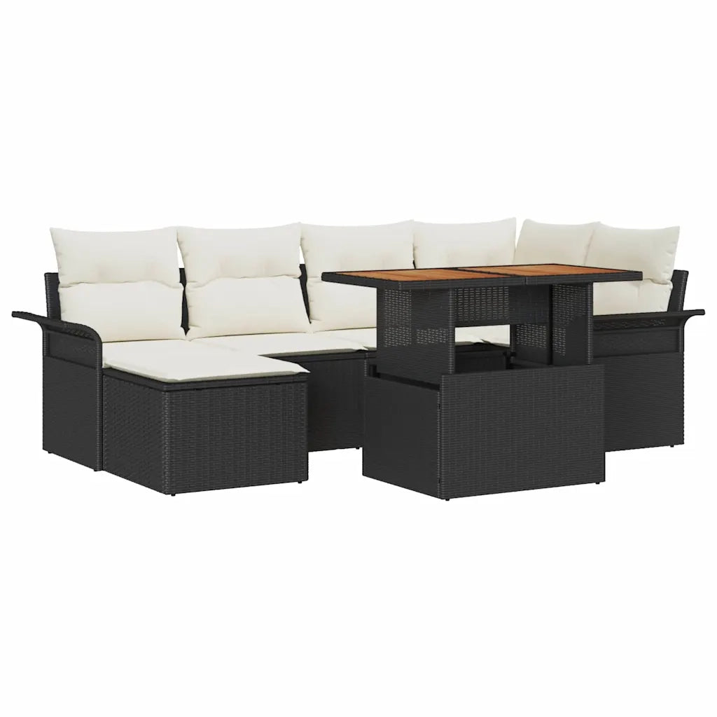 Set Divano da Giardino con archiviazione 7 pcs Nero Poly Rattan 3358091