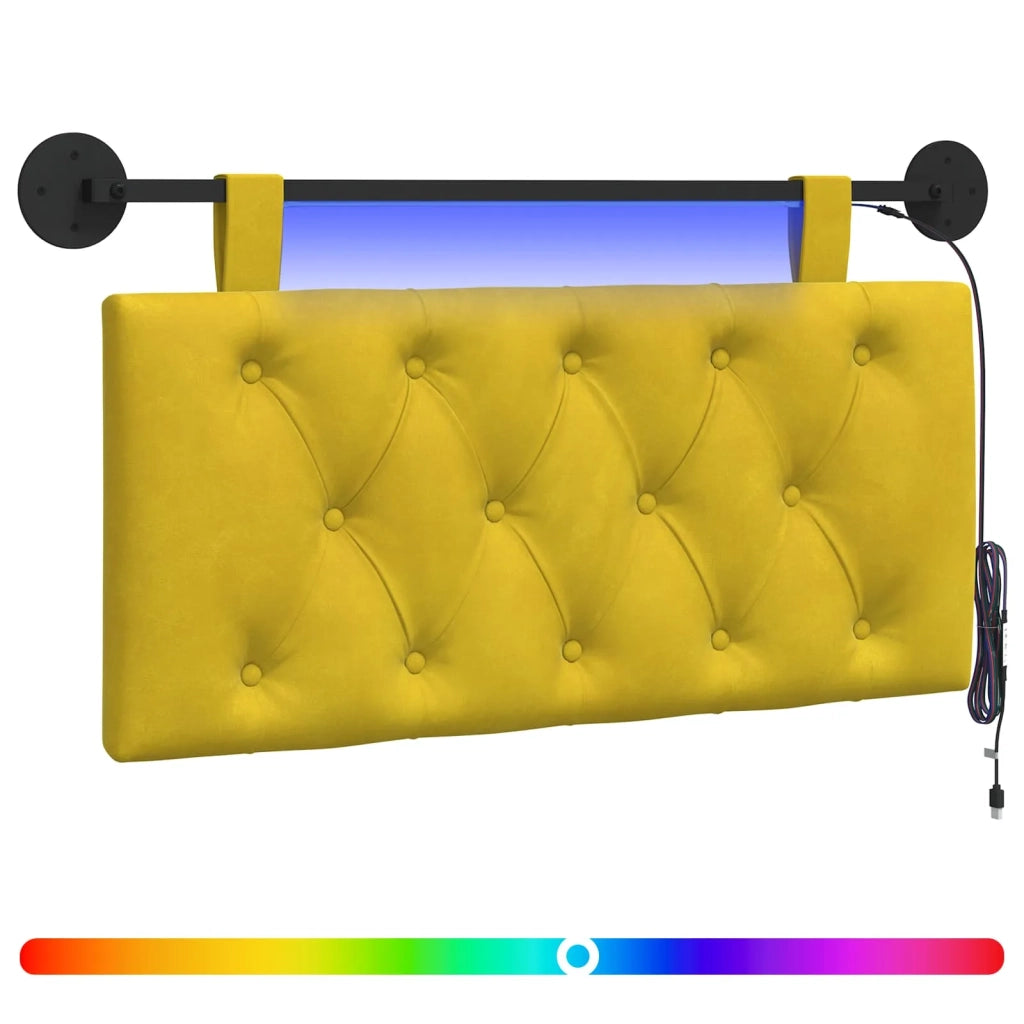 Testiera | Testata sospesa Con luce LED Giallo Velluto