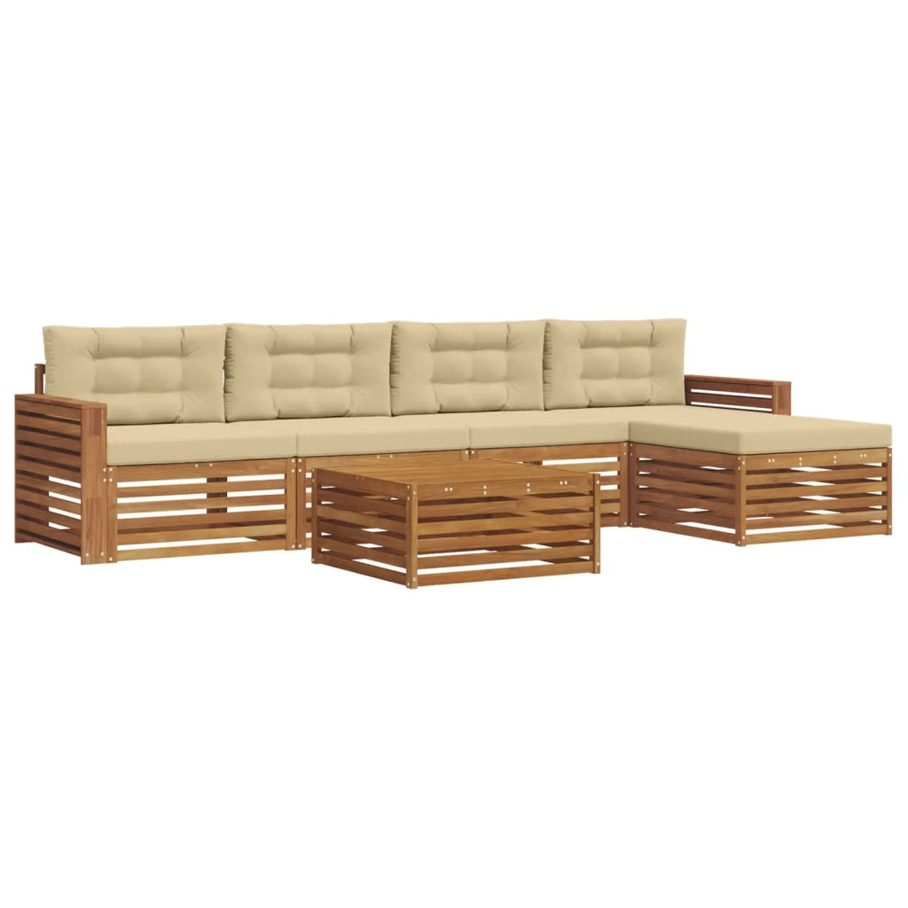 Set di divani da esterno con cuscino 6 pcs Naturale e Beige 3373348