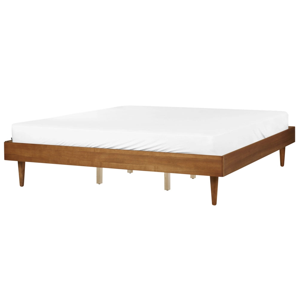 Letto in frassino marrone 180 x 200 cm con rete a doghe senza testata stile rustico minimalista