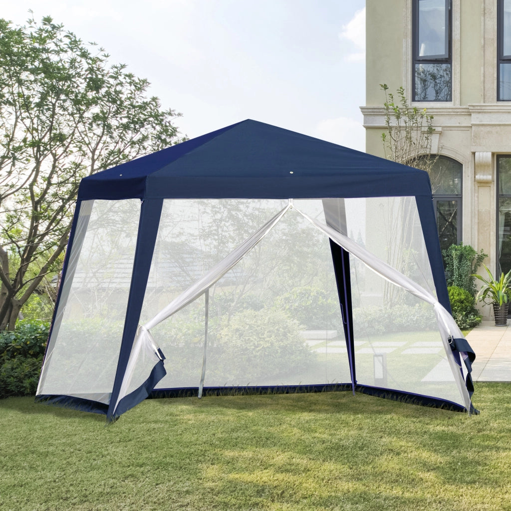 Gazebo da giardino 3x3 m con zanzariera ¨C zephmum ¨C blu impermeabile UV