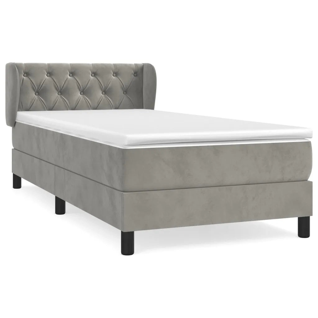 Giroletto a Molle con Materasso Grigio Chiaro 80x200 cm Velluto 3127637