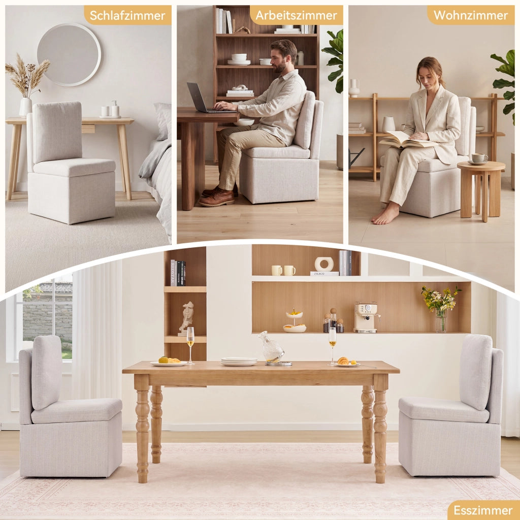 Sgabello Contenitore Imbottito ¨C MINIMAL ¨C Grigio-Beige