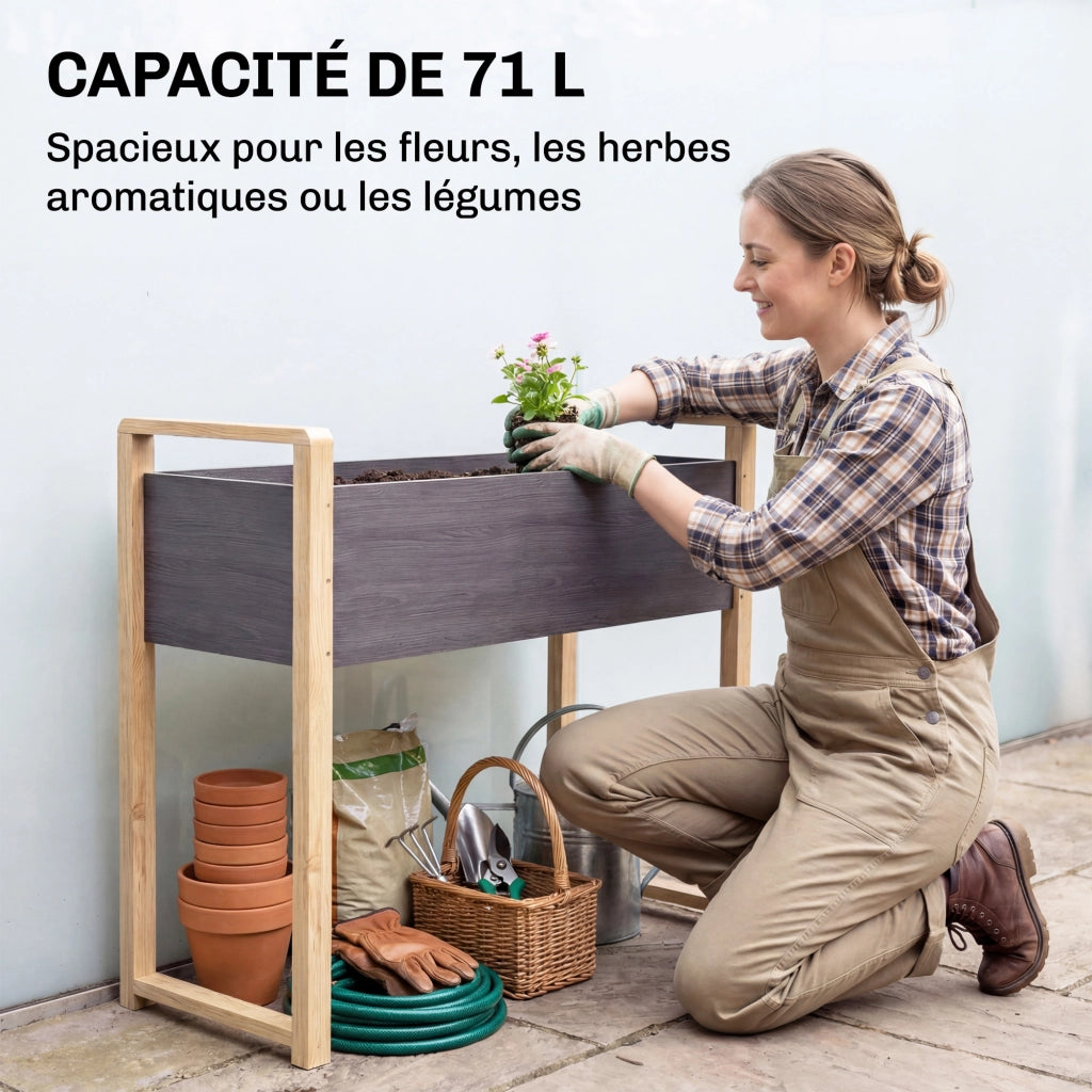 Letto da Giardino Rialzato con Telaio ¨C Minimal ¨C 98x37x90 cm, Grigio