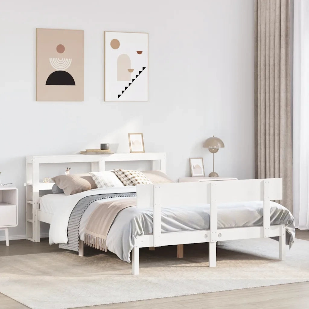 Letto senza Materasso-Struttura Letto Bianco 120x200 cm Legno Massello di Pino 137030