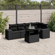 Set Divano da Giardino 6 pz con Cuscini Nero in Polyrattan