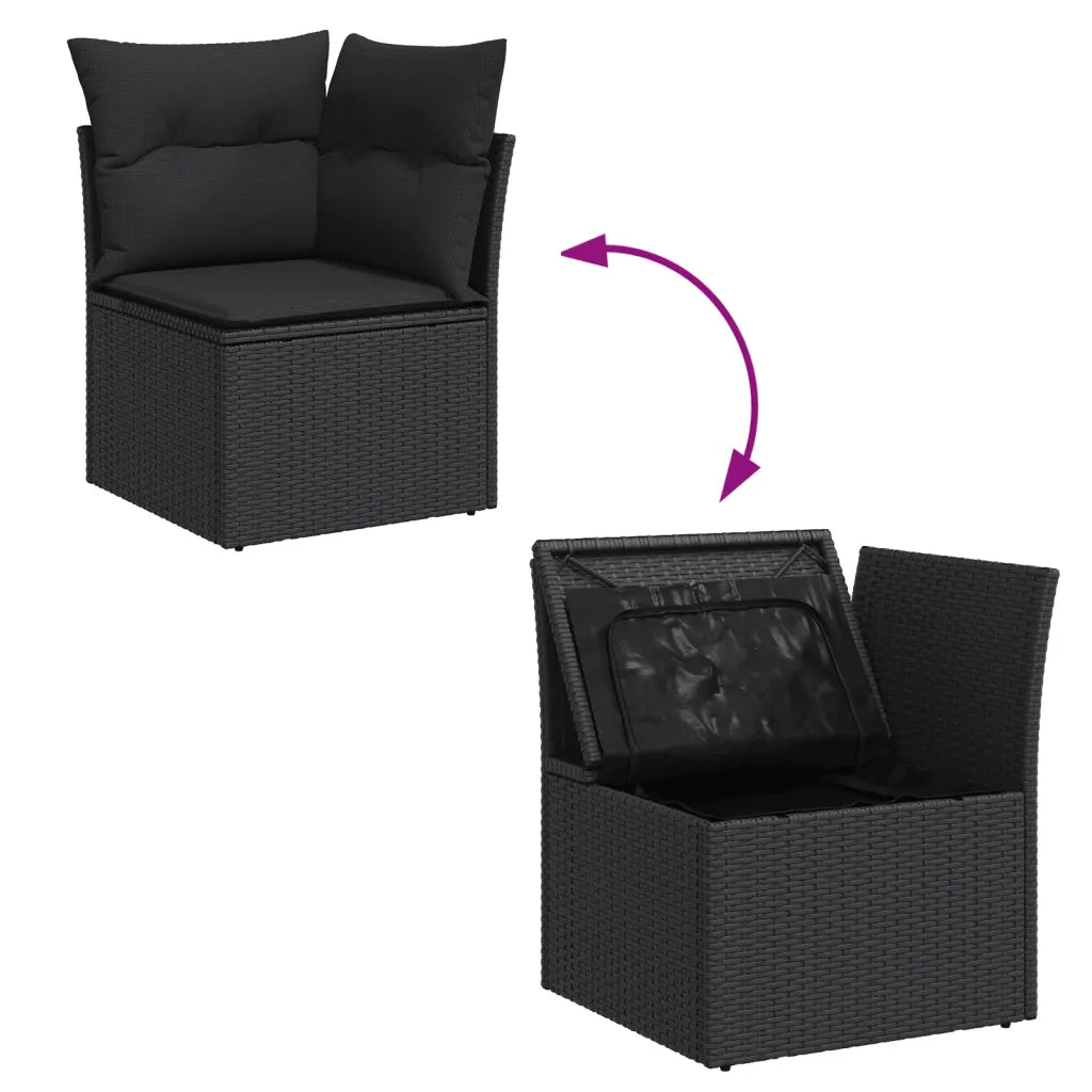 Set Divani da Giardino 13pz con Cuscini Nero in Polyrattan 3255866