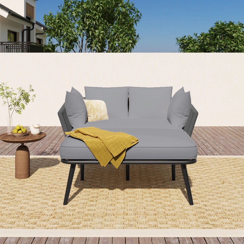 Canap¨¦ de jardin avec 2 coussins et 2 coussins salon de soleil ext¨¦rieur salon de jardin ensemble de meubles de balcon mobilier de salon mobilier de jardin coussins amovibles et lavables gris
