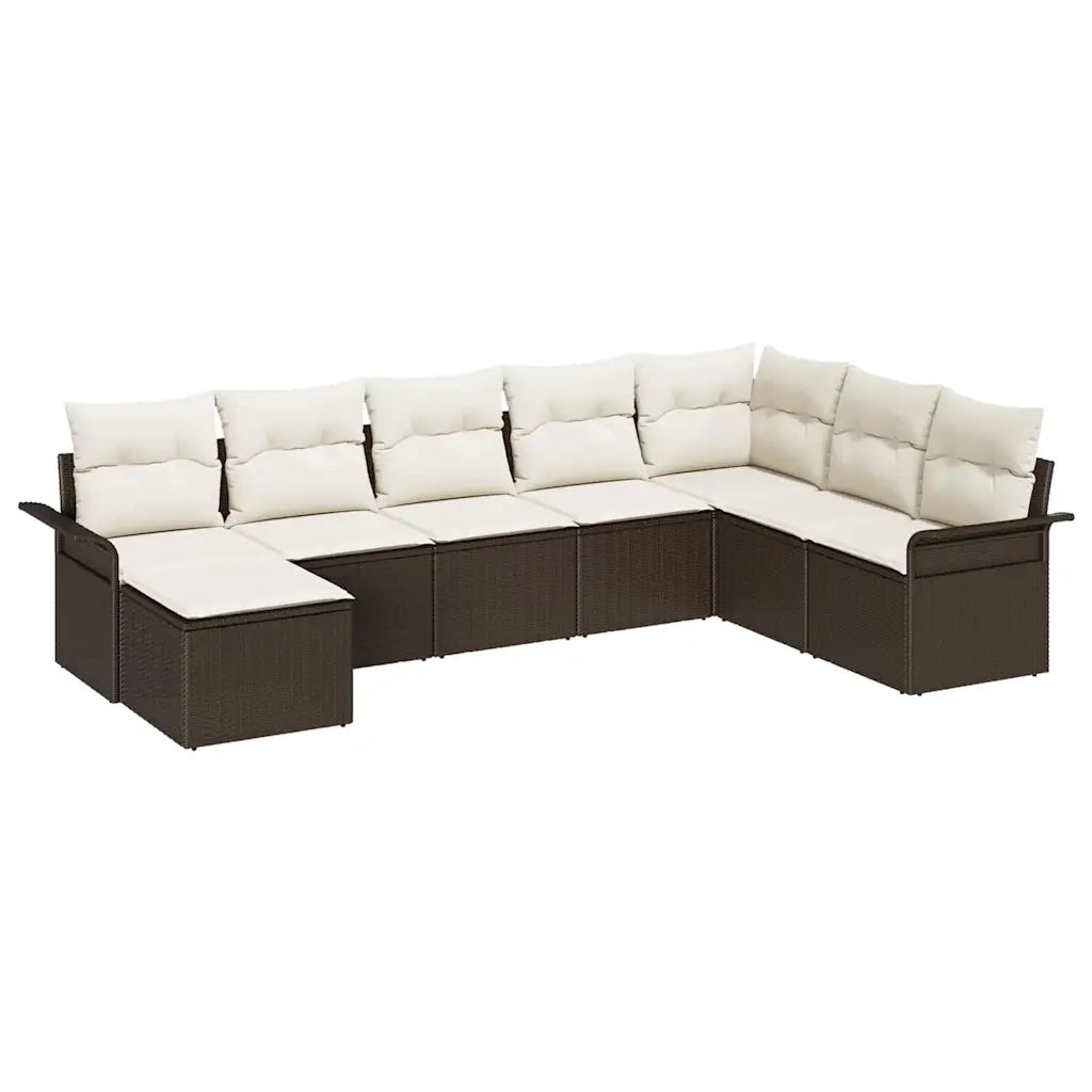 Set Divano da Giardino con cuscino 8 pcs Marrone polyrattan