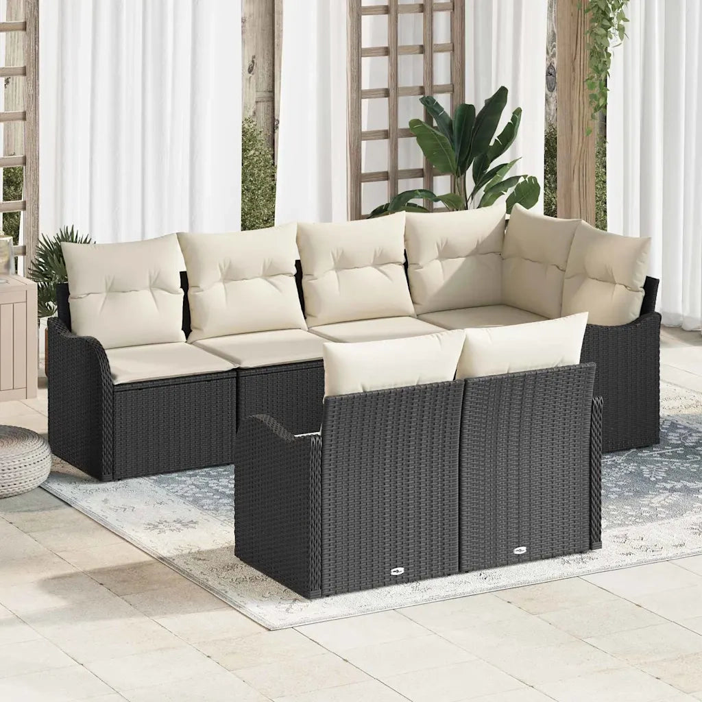Set Divano da Giardino con archiviazione 7 pcs Nero Poly Rattan 3354406