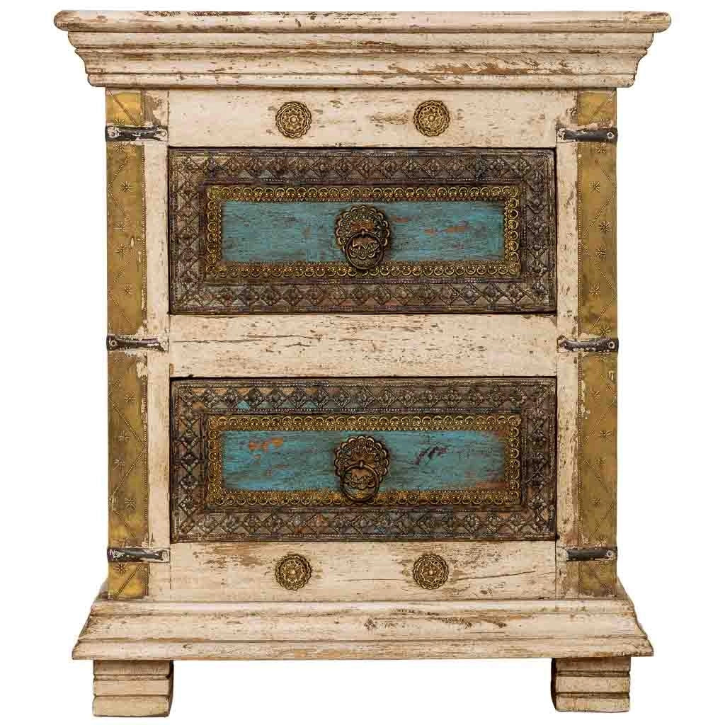 Comodino in legno bianco, realizzato a mano, 50x40x60 cm