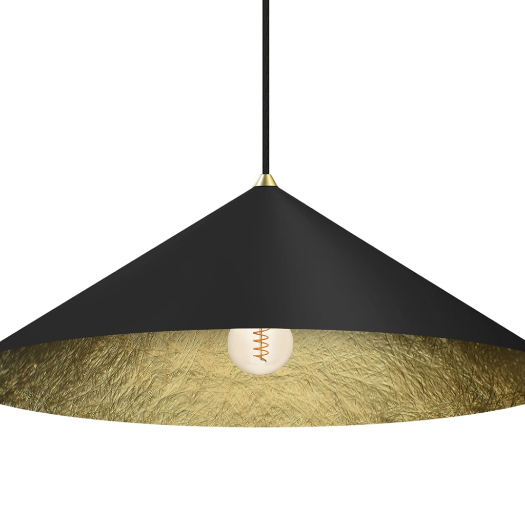Lampada a sospensione nera oro Ø70 E27 Fuji Milagro
