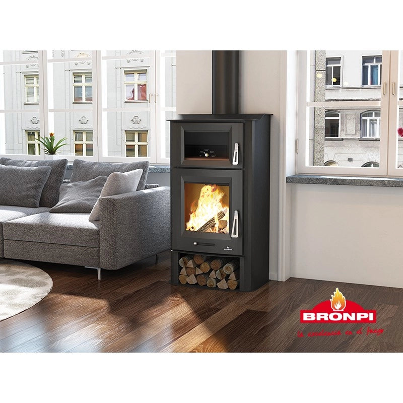 Stufa a Legna con Forno 560x387h1050 Tudela 13 KW Bronpi