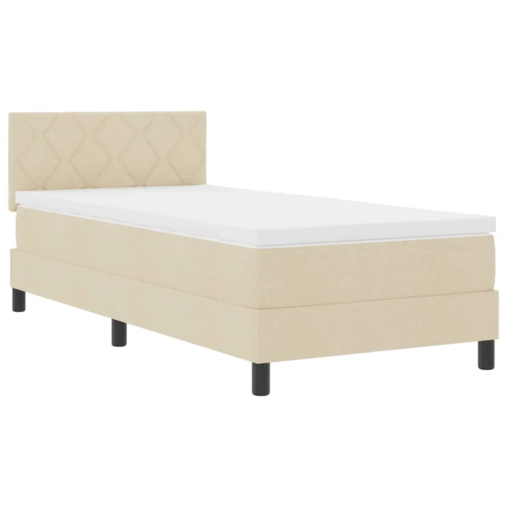 Letto a molle con materasso con led Crema 100 x 200 cm Tessuto 3342266
