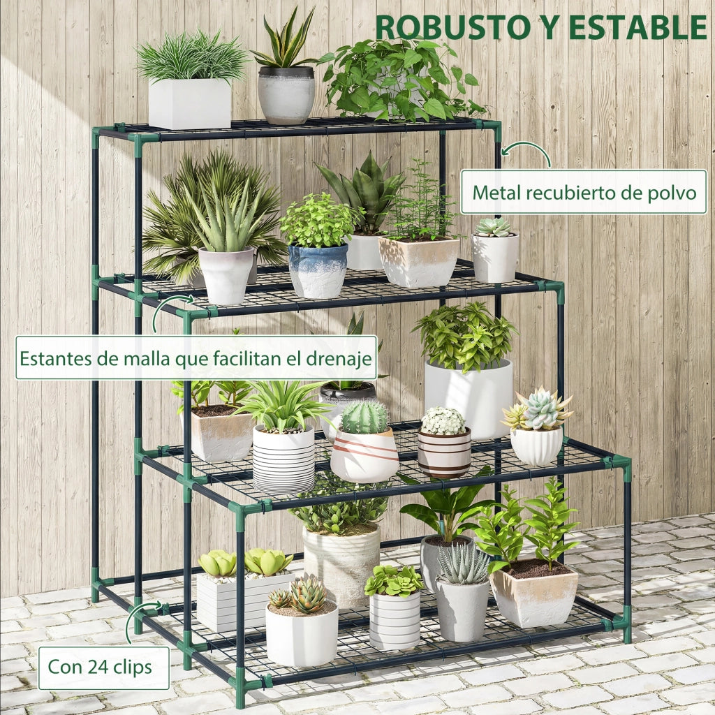 Supporto per Piante 4 Livelli ¨C Xylo ¨C Metallo Verde Esterno Giardino