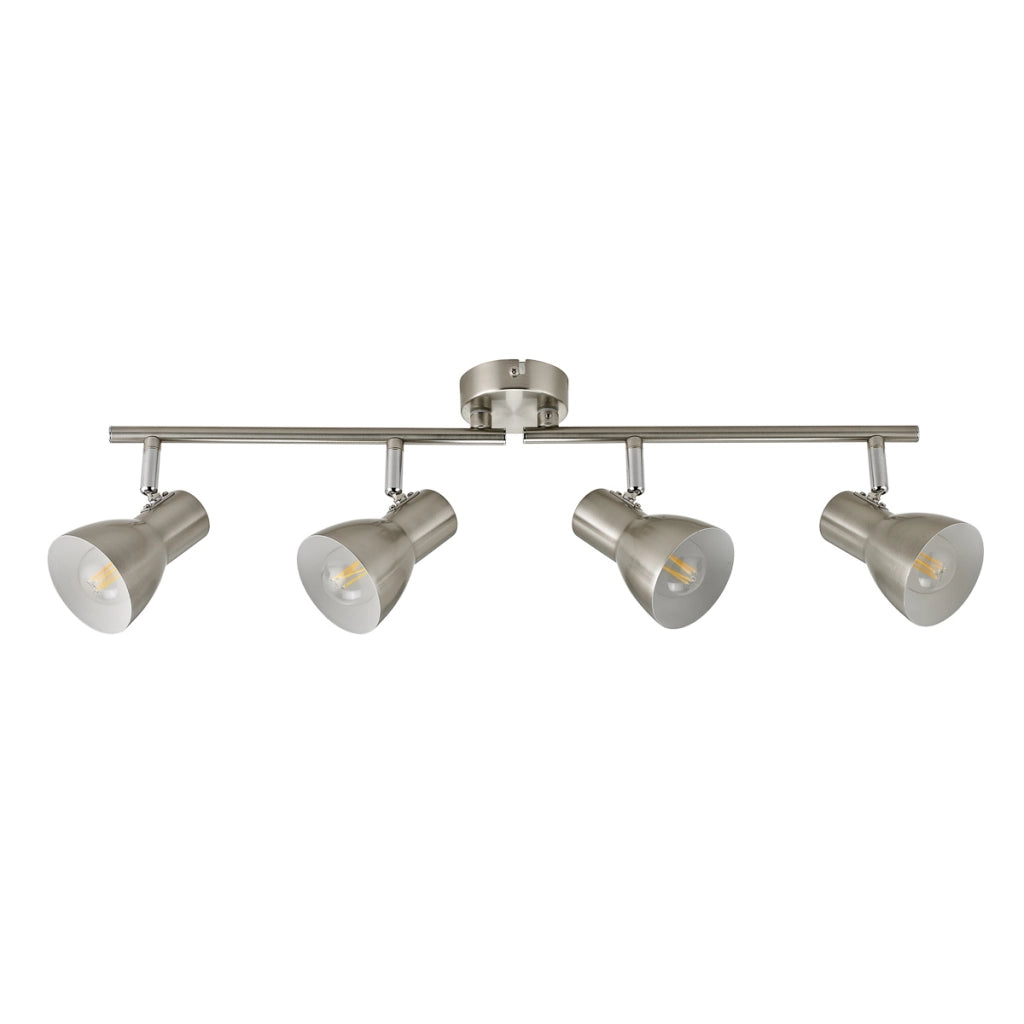 Faretto soffitto moderno 4 luci nichel satinato E14