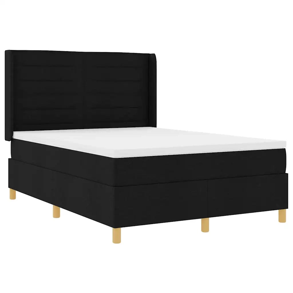 Letto a molle con strisce LED Nero 140 x 200 cm Tessuto 3343632