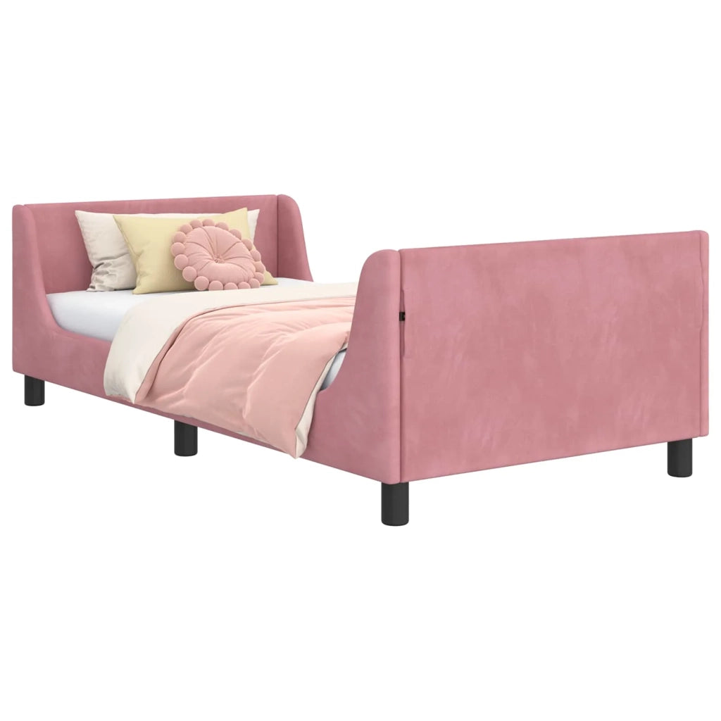 Struttura letto bambini con testata Rosa 90 x 200 cm Velluto 42010890