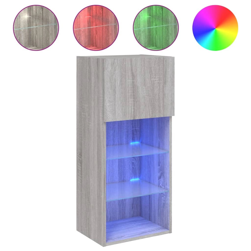 Mobile TV multimediale mensola TV credenza mobile TV sala da pranzo soggiorno camera da letto con luci LED Sonoma 40,5 x 30 x 90 cm grigio 02_0026825