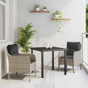 Set da Pranzo per Giardino 3 pcs Grigio chiaro polyrattan