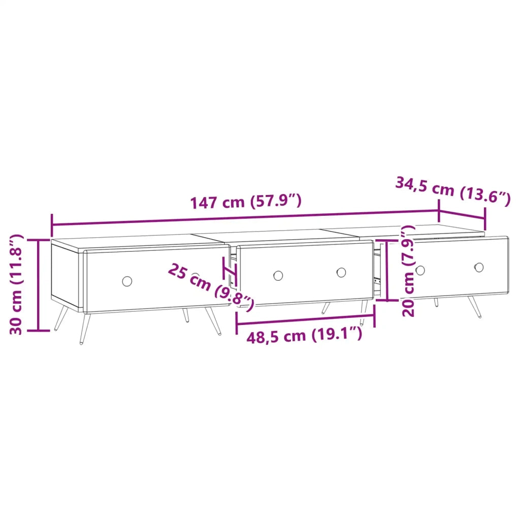 Mobile TV-Credenza per TV Rovere Fumo 147 x 34,5 x 30 cm Legno ingegnerizzato 792117