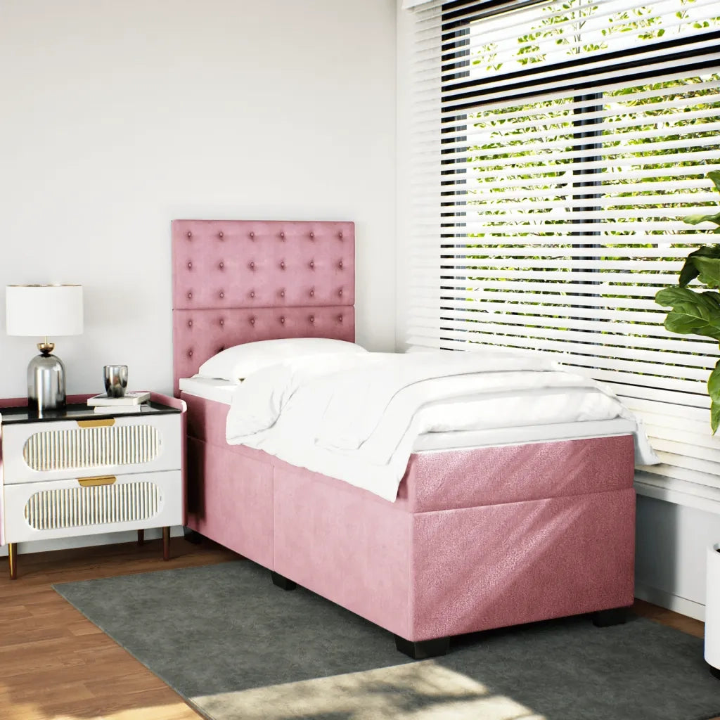 Giroletto a Molle con Materasso Rosa 80x200 cm in Velluto