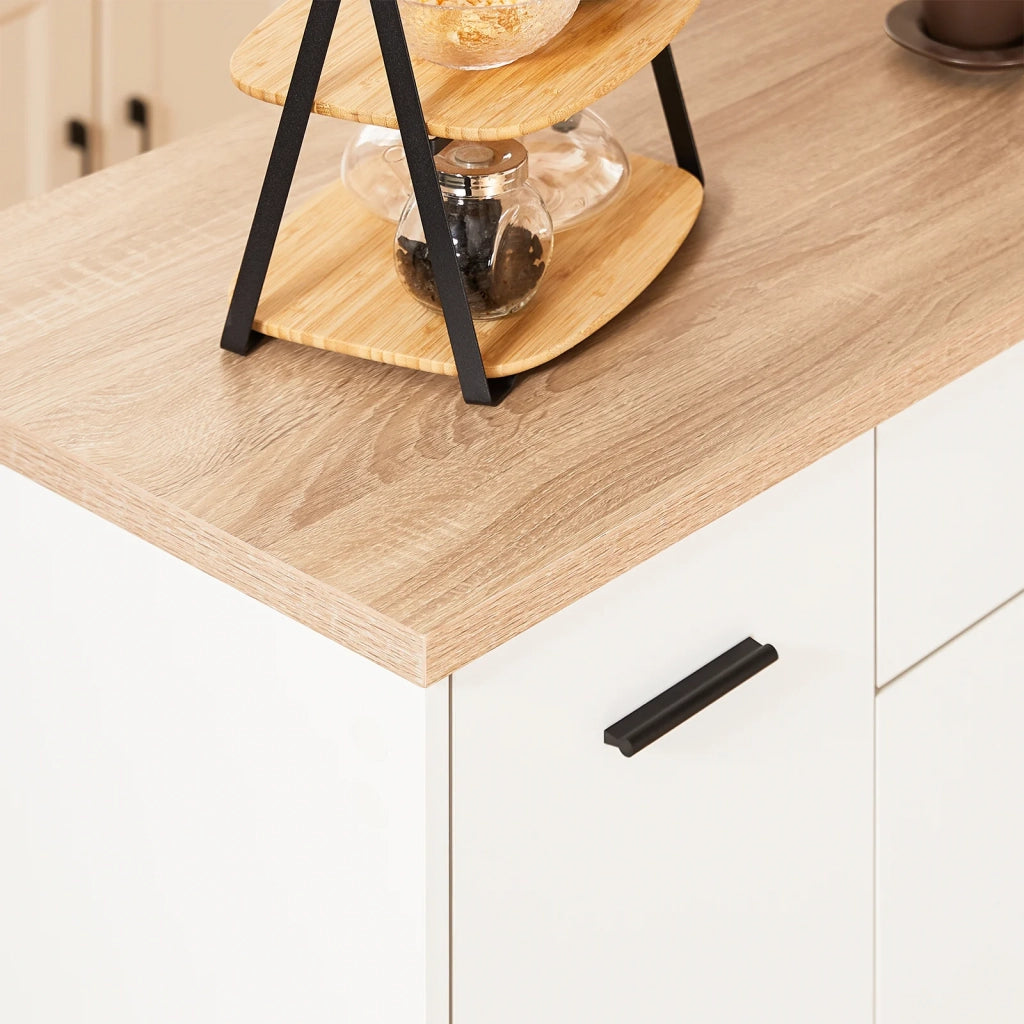 Mobile da cucina Isola cucina con 2 ante e 2 cassetto Credenza buffet Carrello cucina 105x46x92 cm FKW126-WN
