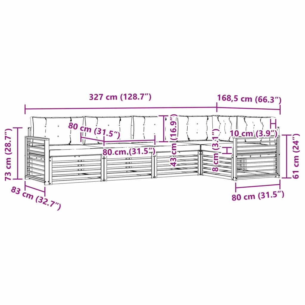 Set di divani da esterno 6 pcs Bianco e Grigio Chiaro 3390496