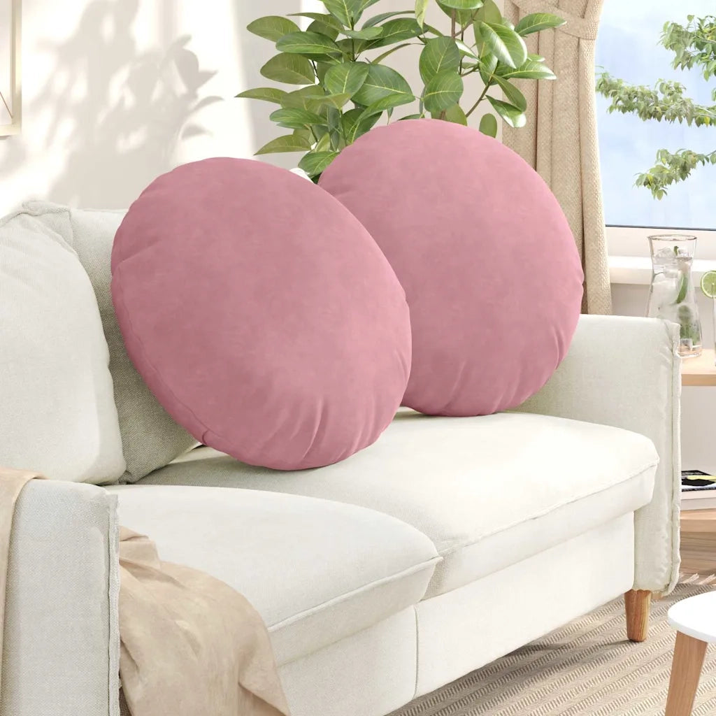 Cuscini per Seduta 2 pcs Rosa Ø60 x 21 cm Velluto 42014215