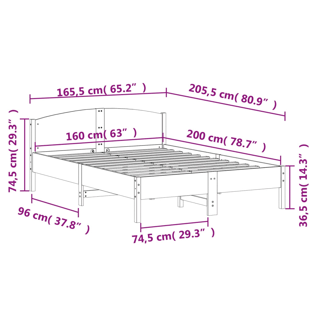 Giroletto senza Materasso-Struttura Letto Marrone Cera 160x200 cm Legno di Pino 619106