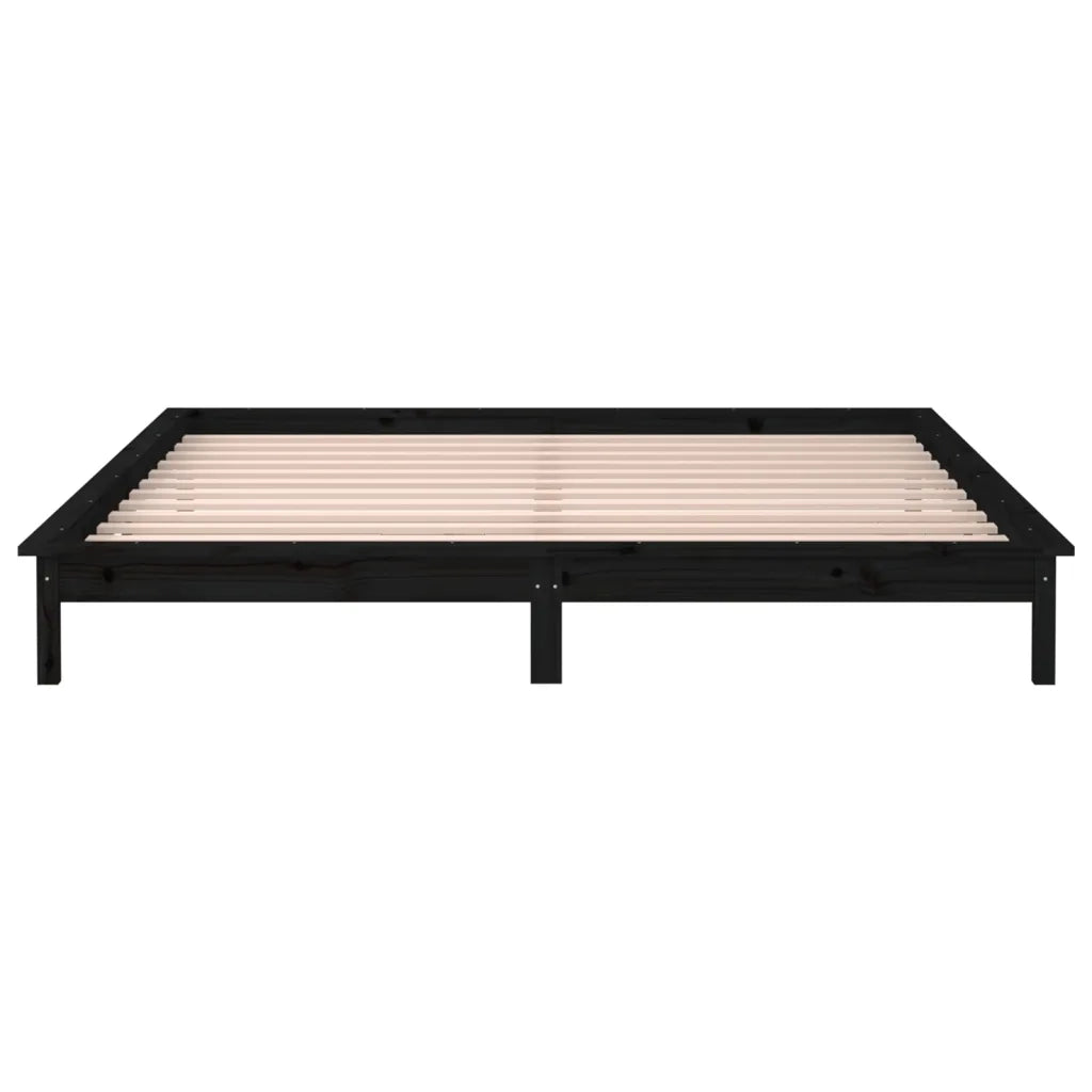 Letto matrimoniale | Letto per adulti | Giroletto LED Nero 120x190cm Small Double in Legno Massello