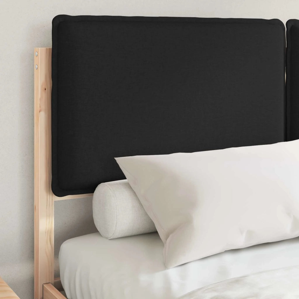 Letto con Testiera Rivestita-Struttura Letto con Testiera Nero 140 x 200 cm Pino massello 916913