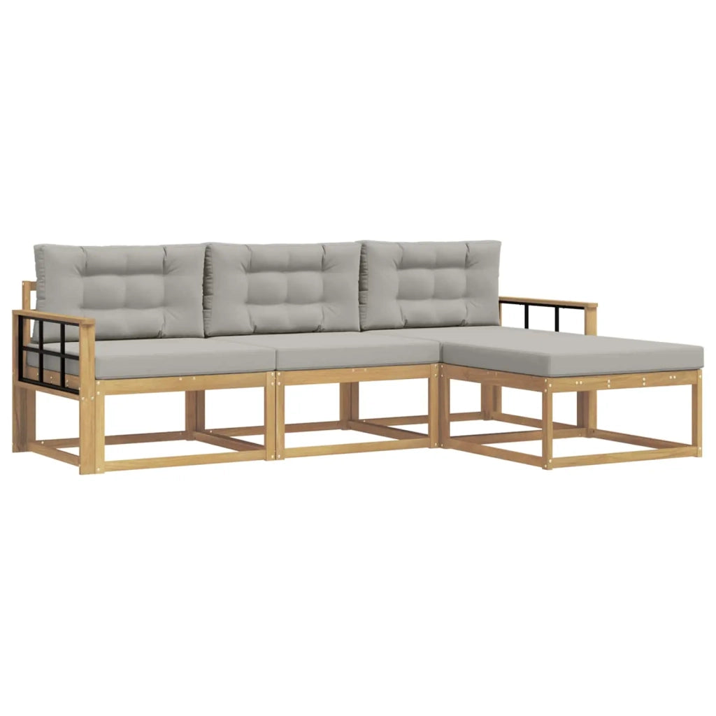 Set di divani da esterno 4 pz Bianco e Grigio Chiaro Poliestere 3386280