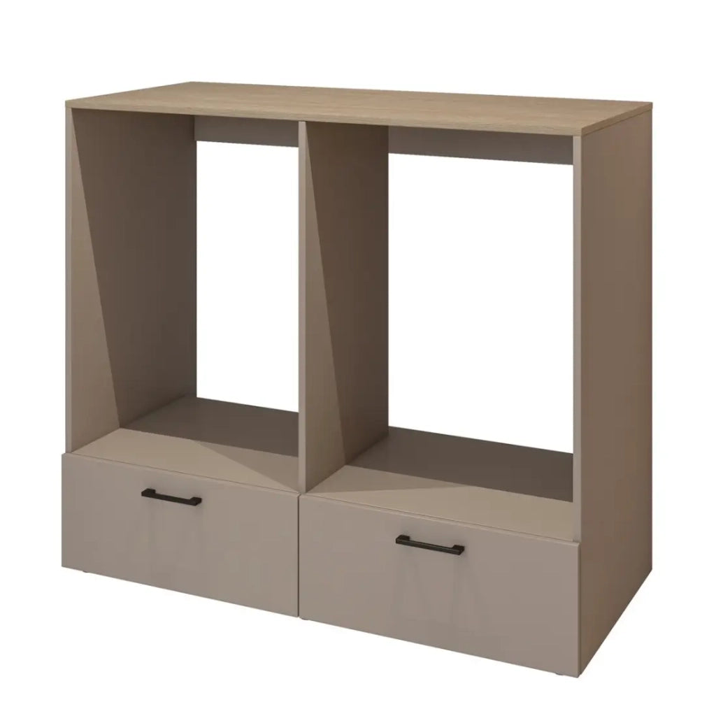 Set di mobili contenitori per lavatrice e asciugatrice collezione WASHING - Taupe e quercia