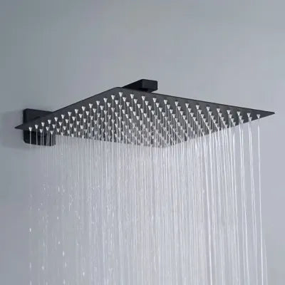 Set doccia nero opaco con braccio soffione quadrato 40x40 e kit doccia