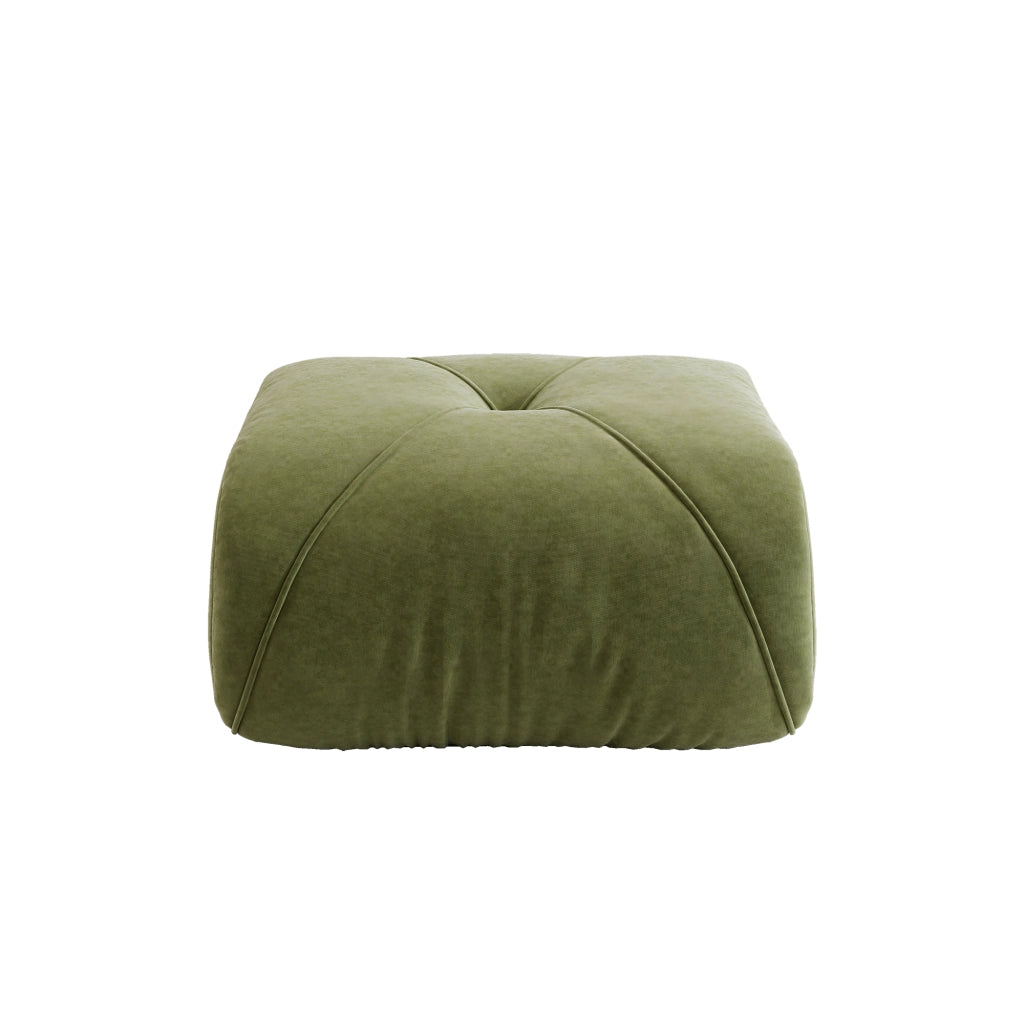 Poltrona Pouf con Seduta Profonda e Schienale, Imbottitura in Schiuma, Chenille, Verde
