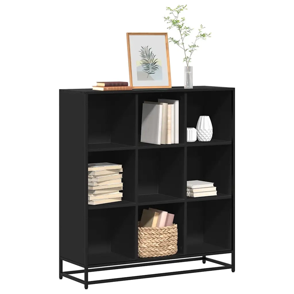 Libreria Nera 97,5x33x107,5 cm in Truciolato e Metallo 3300860