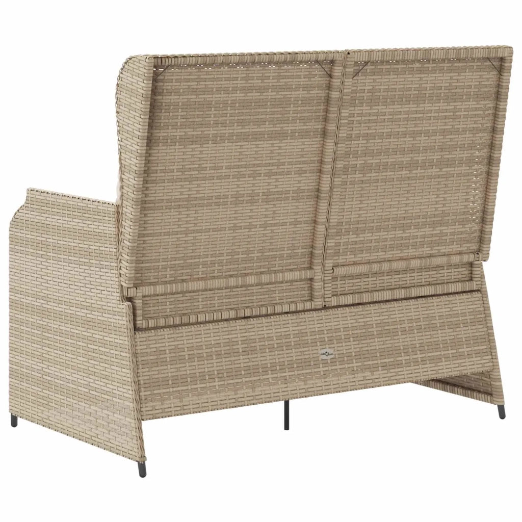 Panchina da giardino con cuscino Nero e Bianco Crema polyrattan 3394444