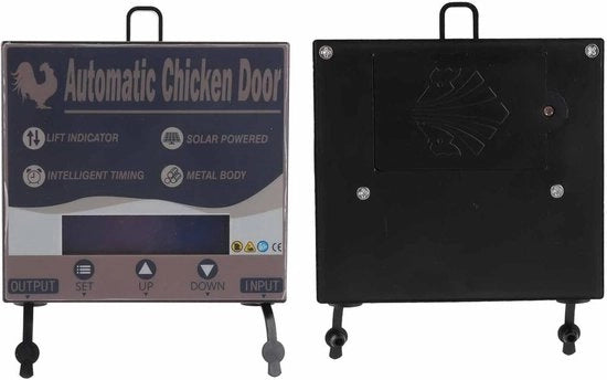 Porta automatica per pollaio con timer programmabile e alimentazione a batterie