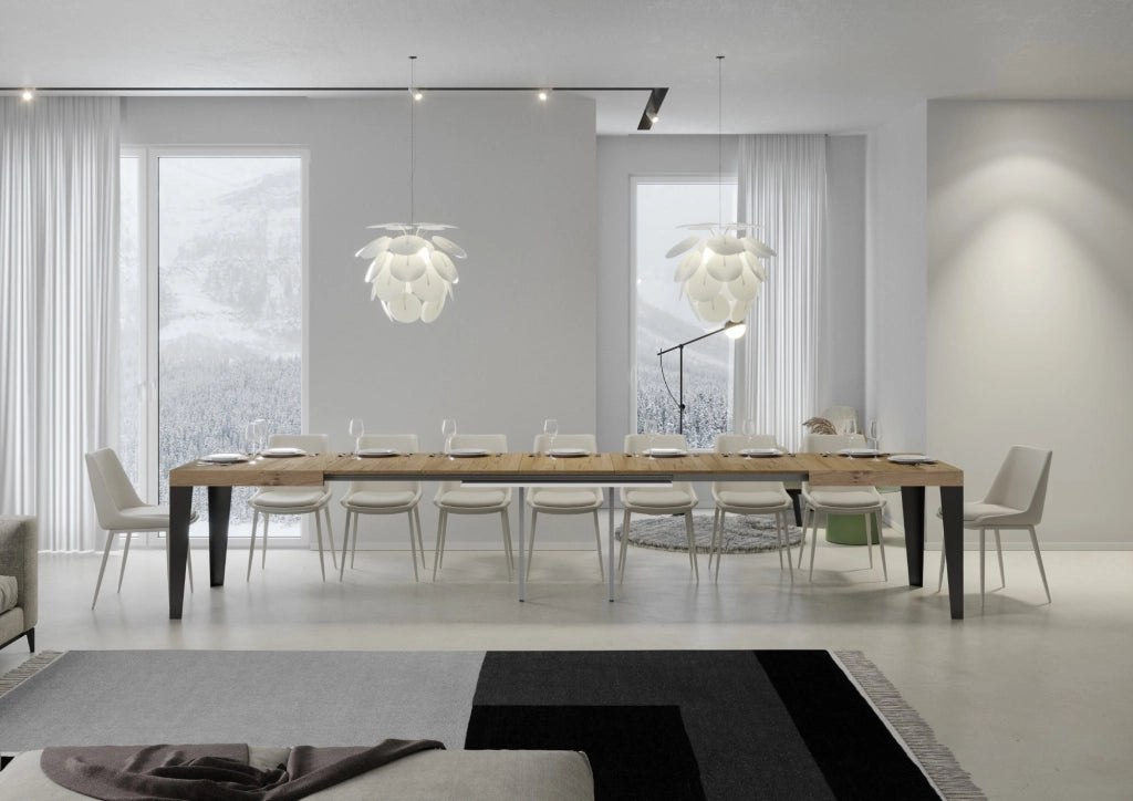 Tavolo allungabile 90x160/420 cm Flaris Quercia Natura telaio Antracite