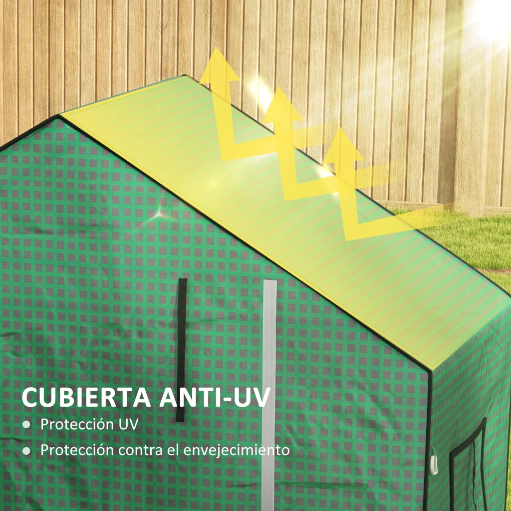 Serra da Giardino ¨C Minimal ¨C Verde 140x73x190 cm con Finestra e Porta a Zip Anti-UV