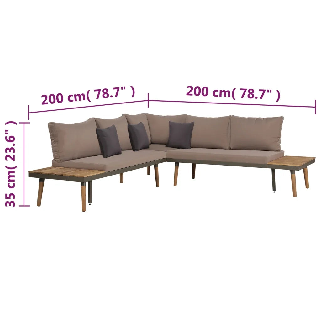 Set Divani da Giardino 4 pz con Cuscini Legno di Acacia Marrone 44240