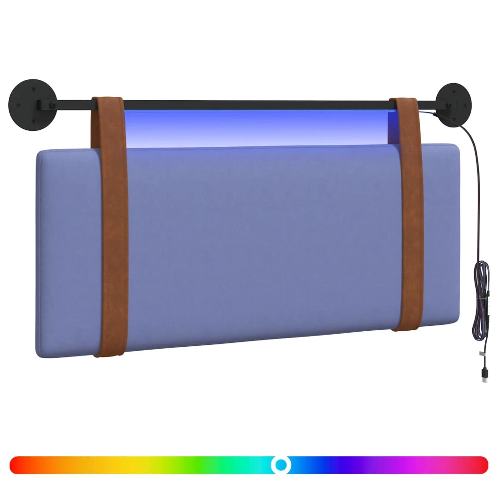 Testiera sospesa Con luce LED Blu jeans PU Antico 3423905
