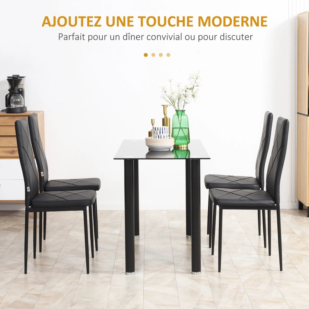 Set 4 Sedie da Pranzo ¨C Xylo ¨C Schienale Alto Rivestimento Sintetico Gambe Acciaio Nero