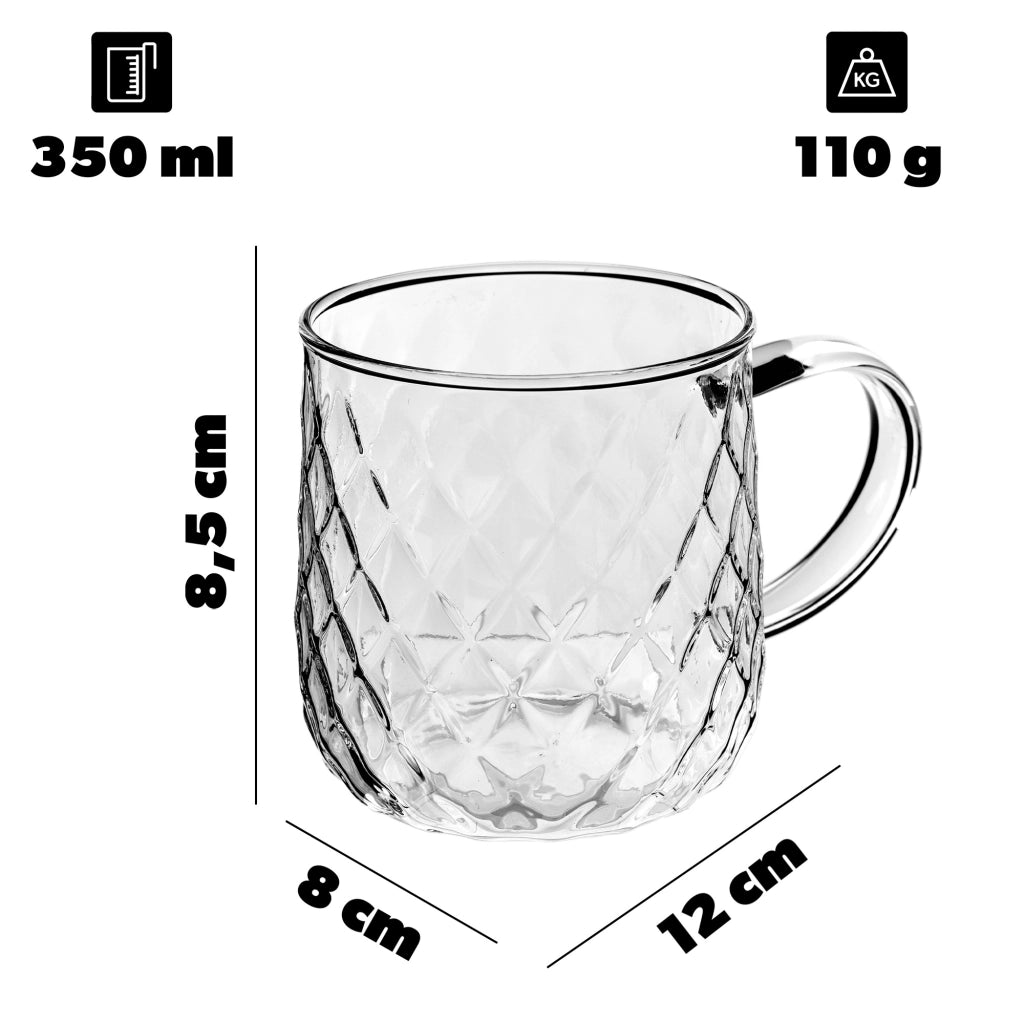 Set di 4 bicchieri da tè KADAX con manico per caffè, 350 ml.