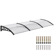 Tettoia per Balcone in Policarbonato e Alluminio ¨C Minimal ¨C 303x96x27 cm, Nera e Trasparente