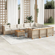 Set Divani da Giardino 11 pz con Cuscini Beige in Polyrattan 3262042