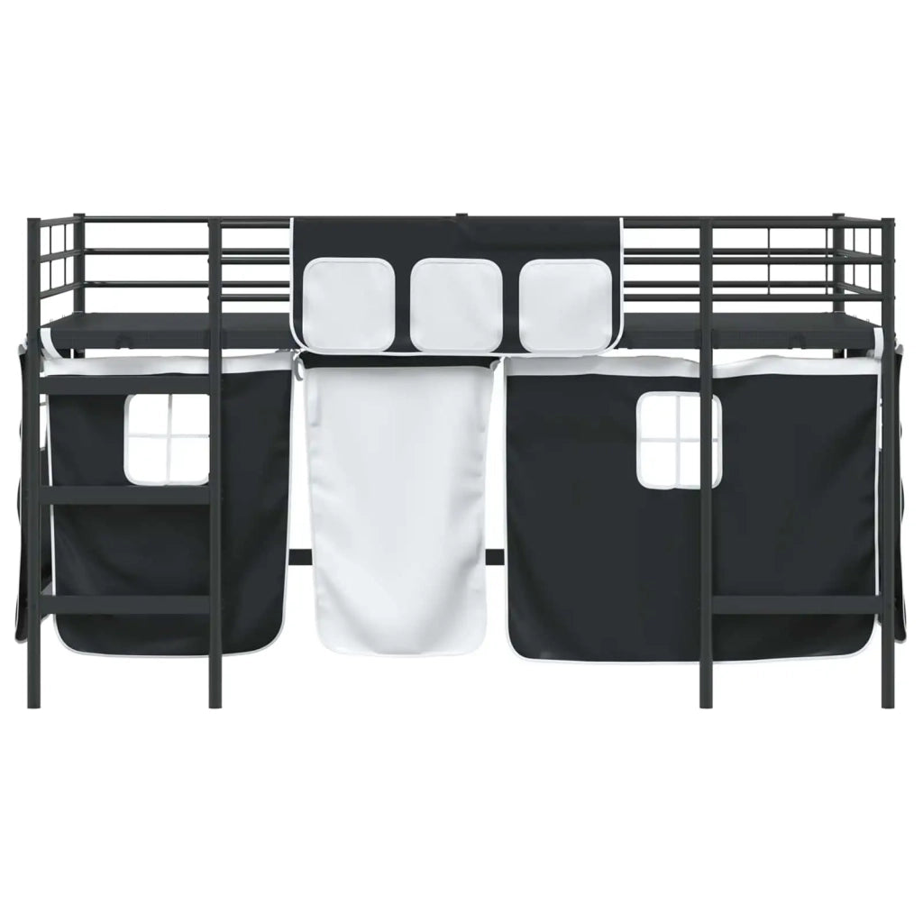 Struttura del Letto Loft per Bambini con Tendine-Giroletto per bambini Nero 505848