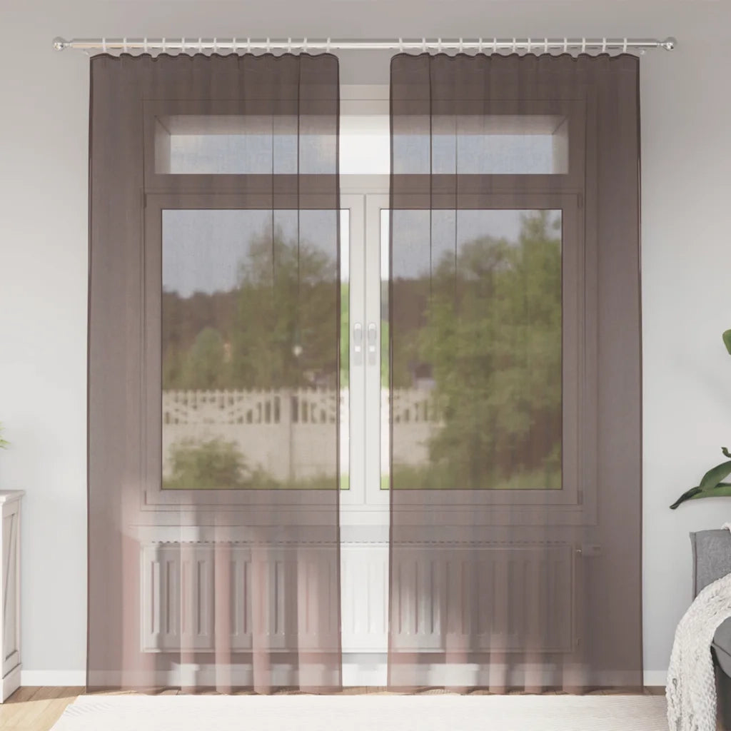 Tende in Voile con Linguetta 2 pz Marrone