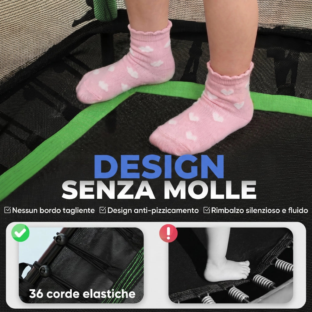 Trampolino Elastico per Bambini ¨C Minimal ¨C Verde 163.5x190 cm